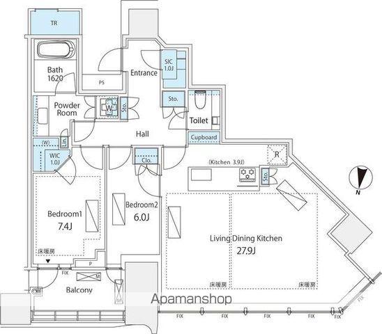 パークコート渋谷 ザ タワー(2LDK/35階)の間取り写真