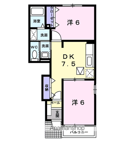 サンシャインⅣ(2DK/1階)の間取り写真