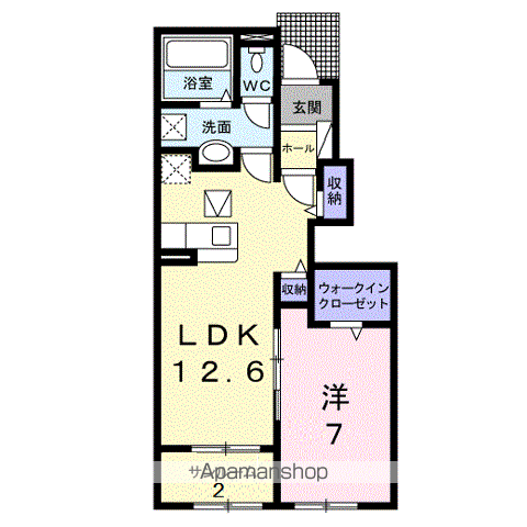 HAKUTO A(1LDK/1階)の間取り写真