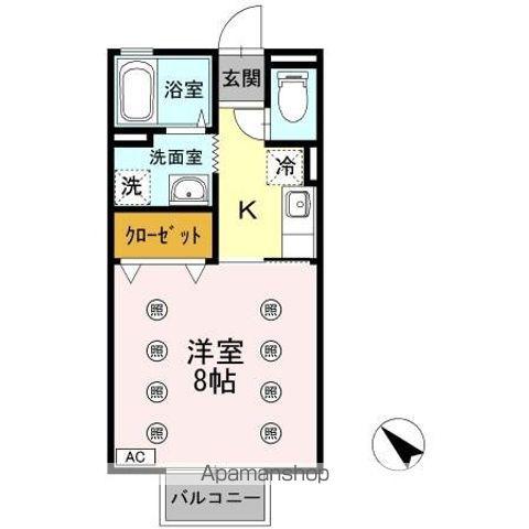 カサフェリスⅠ(1K/1階)の間取り写真