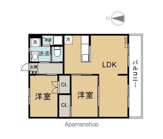 サンライズ三川(2LDK/3階)の間取り写真
