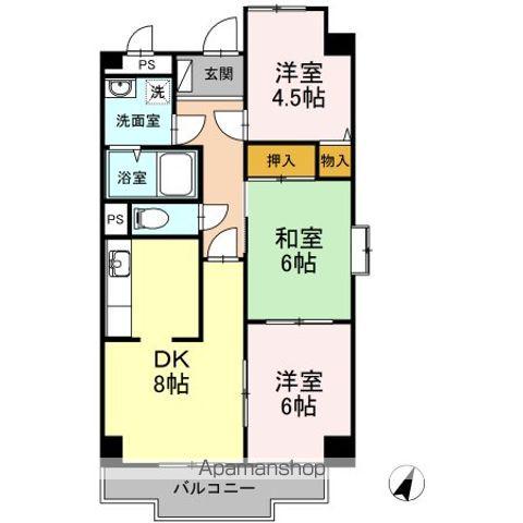 ミツモト宮浦ビル(3DK/4階)の間取り写真