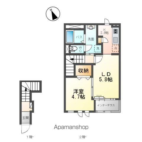 ベル・ローズN(1LDK/2階)の間取り写真