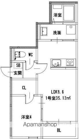 クリーク下山門Ⅰ(1LDK/1階)の間取り写真