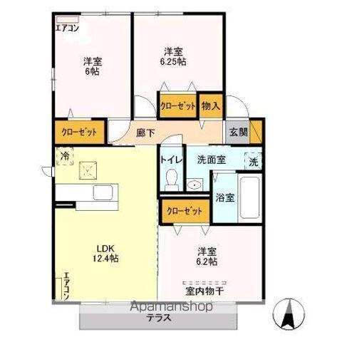 ベルグ II A(3LDK/1階)の間取り写真