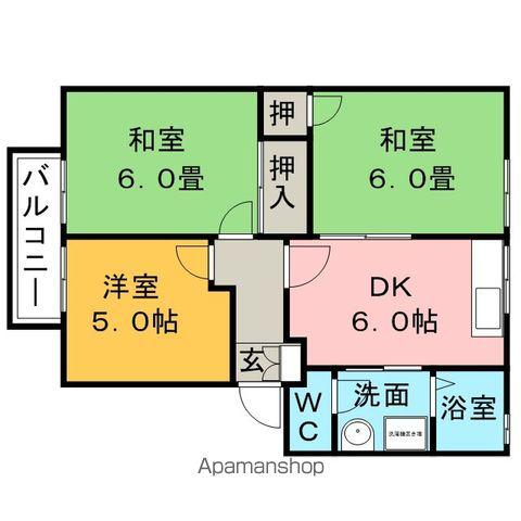 森コーポA(3DK/1階)の間取り写真