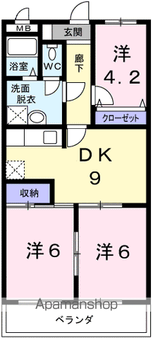ベルデュール(3DK/3階)の間取り写真