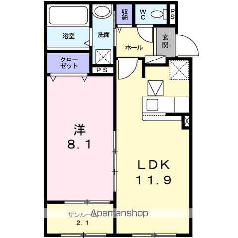 ミニョン モハラ Ⅱ(1LDK/1階)の間取り写真