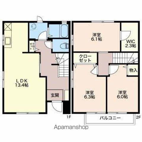 タウンハウス三本柳(3LDK/1階)の間取り写真