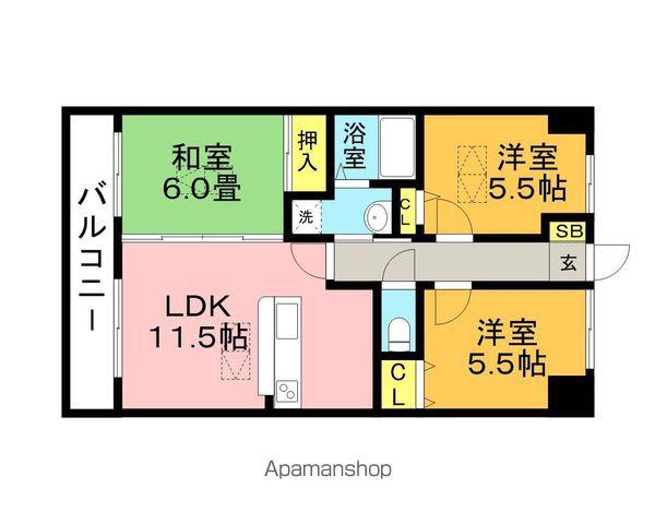 ルネス・コスモ(3LDK/6階)の間取り写真