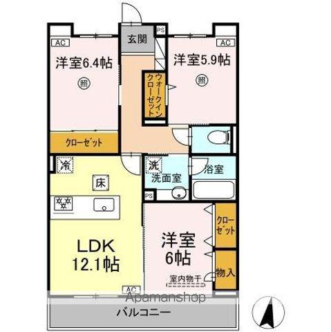 SINFARIA六本松(3LDK/1階)の間取り写真