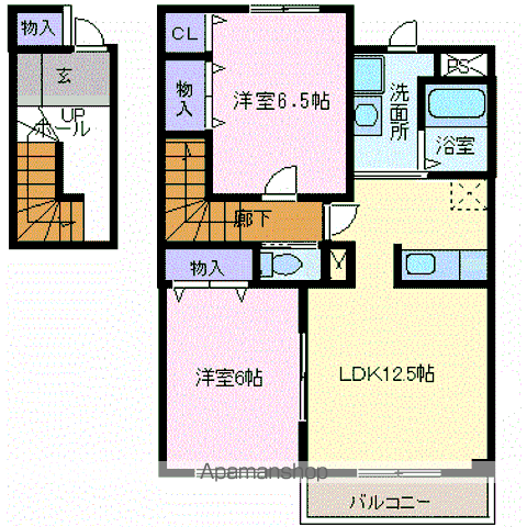 グリーンウッズ(2LDK/2階)の間取り写真