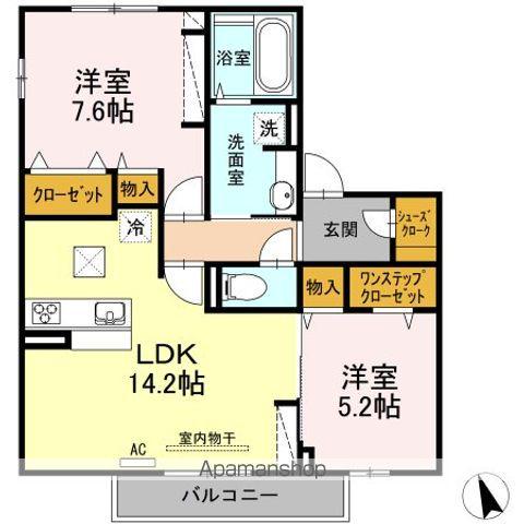 エクセル東合川III(2LDK/1階)の間取り写真