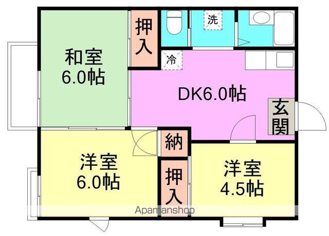 グランデュール宮城野(3DK/1階)の間取り写真