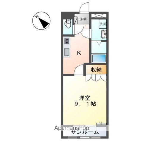 ファインアミュール(1K/1階)の間取り写真