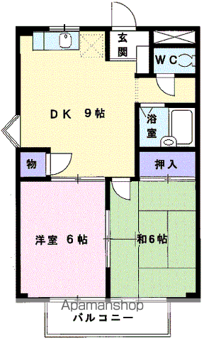 シティハイツ土橋Ⅱ(2DK/2階)の間取り写真