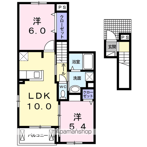 サン・ルミエールC(2LDK/2階)の間取り写真