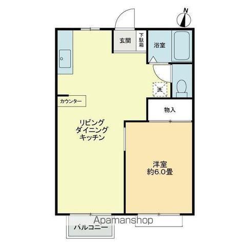 フォブールホロニック B棟(1LDK/1階)の間取り写真