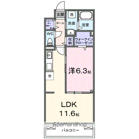 フィオーレ(1LDK/2階)の間取り写真