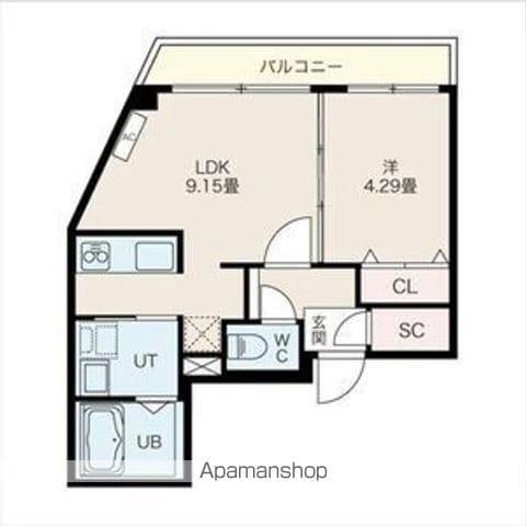ヴェネーノ円山(1LDK/4階)の間取り写真