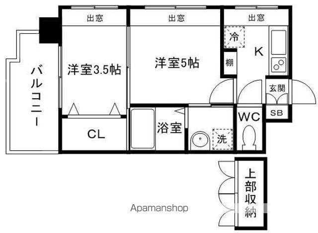 エステート・モア・平尾公園通(2K/2階)の間取り写真