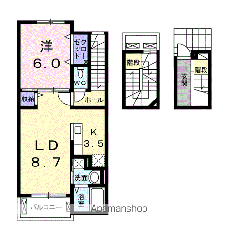 シャトーブランシェ Ⅰ(1LDK/3階)の間取り写真