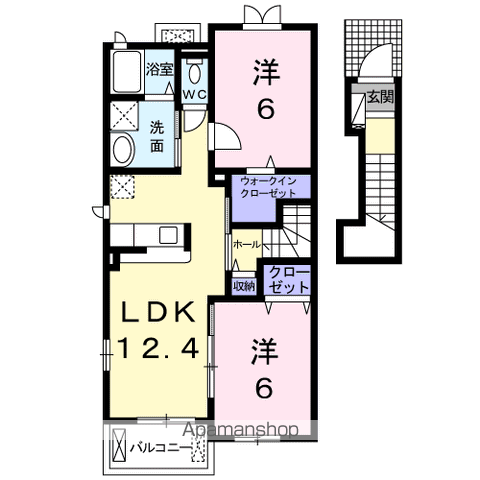 ファインスクエア B(2LDK/2階)の間取り写真