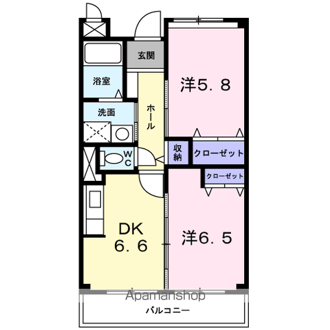 グリシーナA(2DK/3階)の間取り写真