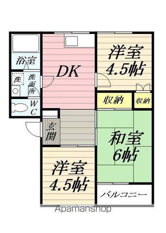 ハイツ青桐(3DK/2階)の間取り写真