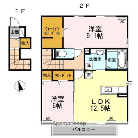 PATIO B棟(2LDK/2階)の間取り写真