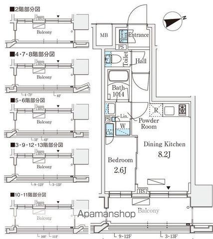 リビオメゾン御茶ノ水イースト(1LDK/9階)の間取り写真