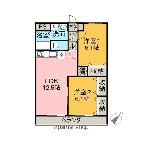 ブレインマンションロックスペース(2LDK/1階)の間取り写真