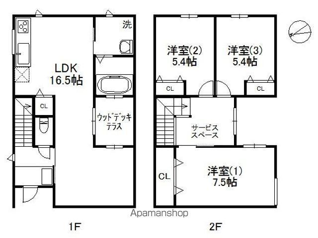 福岡市空港線 唐人町駅 徒歩16分 2階建 築12年(3LDK)の間取り写真