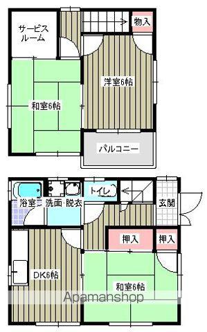 福塩線 福山駅 徒歩32分 2階建 築29年(3SDK/2階)の間取り写真
