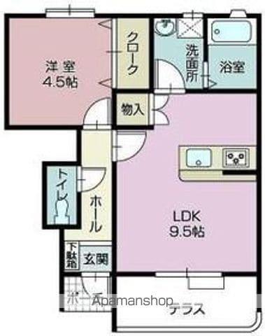アンヌーヴェルA(1LDK/1階)の間取り写真