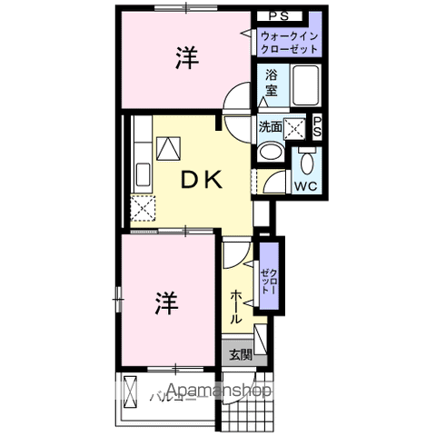サウスウエーⅡ(2DK/1階)の間取り写真