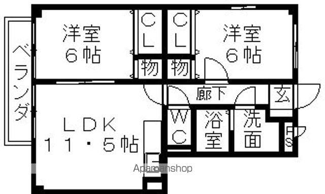 クレールⅡ(2LDK/1階)の間取り写真