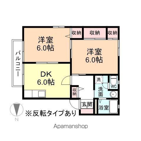 フレグランス北島(2DK/2階)の間取り写真