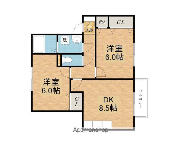 レークタウンD棟(2DK/1階)の間取り写真