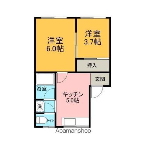 R.HAMADA 1(2K/2階)の間取り写真