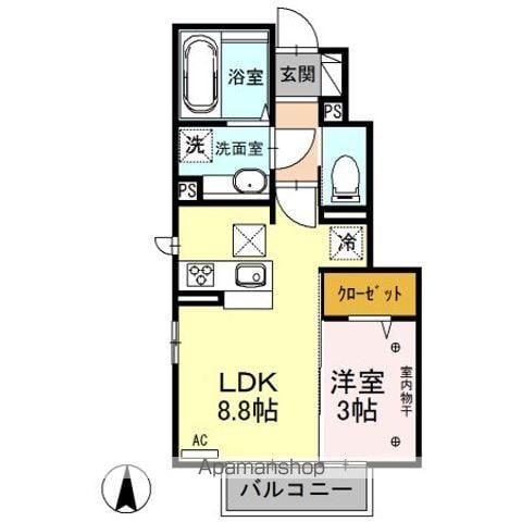 グランメール A棟(1LDK/1階)の間取り写真