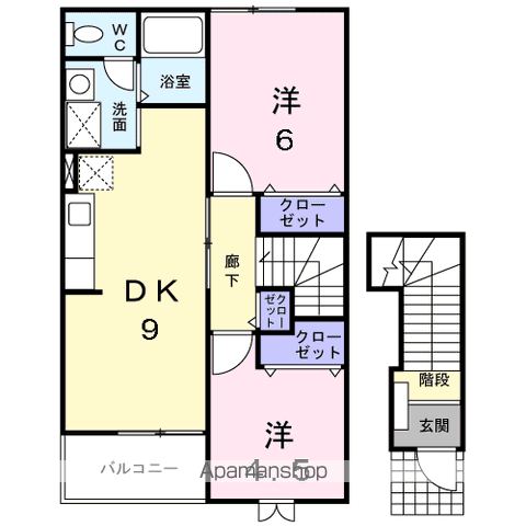 ラフォーレ(2DK/2階)の間取り写真