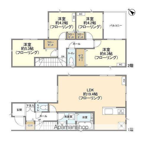 東武鉄道野田線 七里駅 徒歩10分 2階建 築3年(4LDK)の間取り写真