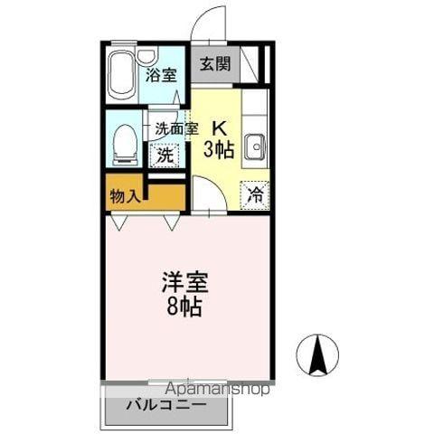 サンハイツ小中島D(1K/2階)の間取り写真