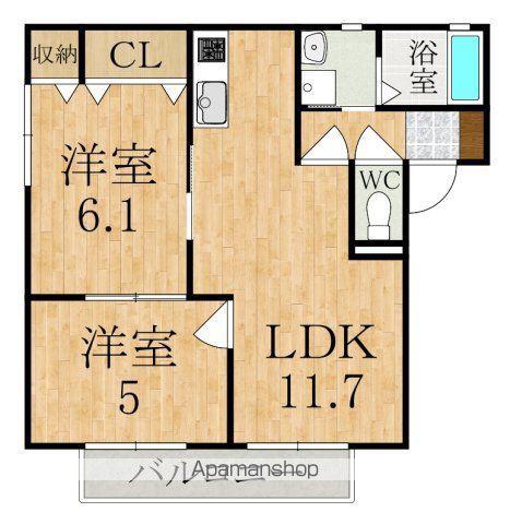 サニーサイドC(2LDK/2階)の間取り写真