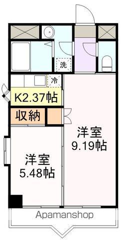 ベルメゾン(2K/6階)の間取り写真