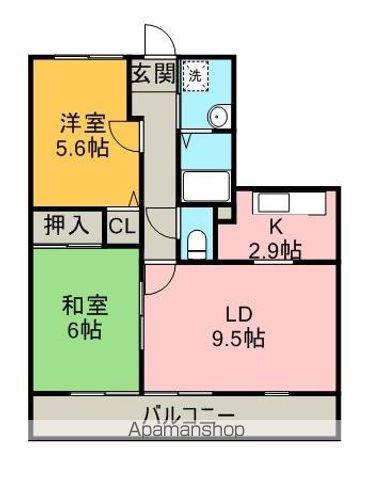 フォブールベルベール(2LDK/3階)の間取り写真