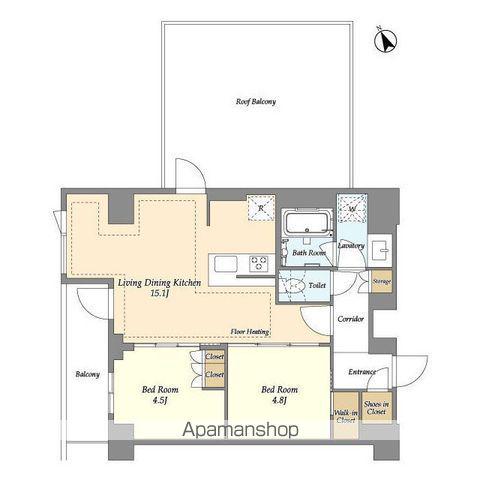 オアーゼ日暮里レジデンス(2LDK/10階)の間取り写真