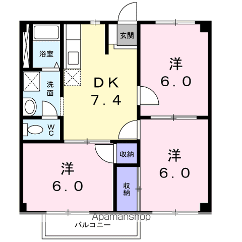 第2表ハイツ(3DK/2階)の間取り写真