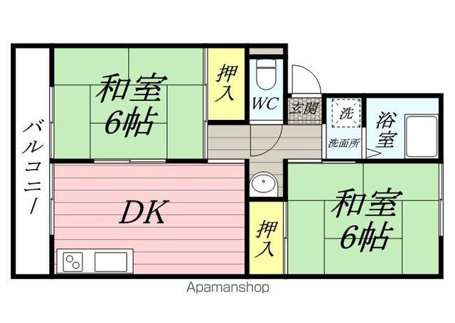 シャインハイツ(2DK/2階)の間取り写真